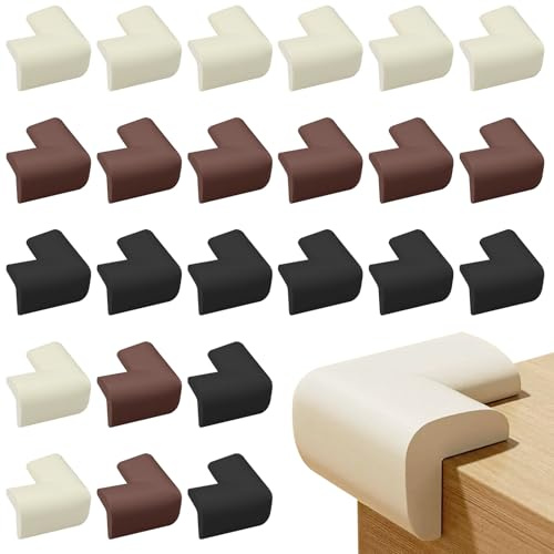30 protectores de esquinas para bebés, esquinas y bordes, autoadhesivos, de espuma suave, para mesa, muebles, esquinas, para niños (marrón, negro, blanco)
