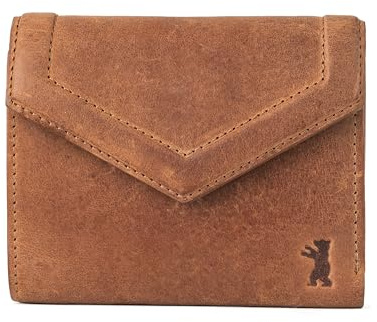 Berliner Bags Vintage Geldbörse Katy aus Leder, Stilvolles Dreifach-Portemonnaie klein mit RFID-Schutz, 7 Kartenfächern und abnehmbarem Münzfach für Damen - Braun