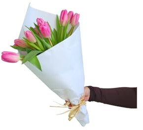 FLORES SOLIDARIAS - Ramo De Tulipanes Naturales - Ramo De Flores - 10 Tulipanes Tallos Rosa - Ramos De Flores Naturales A Domicilio - Regalos San Valentin - Envio 24H