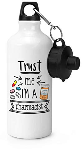 Gift Base Trust Me I'm A Pharmacist Sports Bottle Water Gym 600ml White