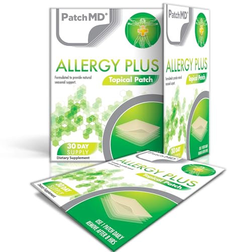 PatchMD – Allergy Plus Topical Patches – 100% Natural, May Help Reduce, Support, and Stabilise Inflammatory Allergic Reactions All Year Long– 30 Day Supply'