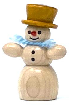 Drechslerei Friedbert Uhlig, Miniatur Nr. 08/H, Schneemann stehend, 5 cm hoch, aus regionalem Holz gedrechselt, echte Handarbeit aus dem Erzgebirge, Weihnachten, Holzkunst, Echtholz, Pyramidenfigur