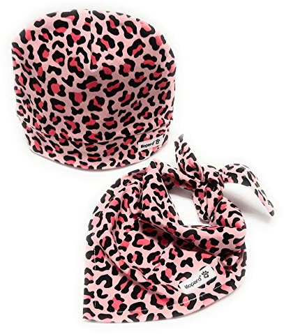 lilopard® Girl's Collection | Leoprint-Set Dreieckstuch und Mützchen für Babys und Kleinkinder | Pink | Latz: 100% Baumwolle, Mütze: 95% Baumwolle + 5% Elasthan | Lätzchen, Halstuch, Mütze, Hut