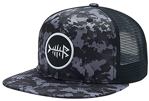 BASSDASH Flat Brim Trucker Cap Adjustable Snapback Hat Mesh Back for Men Women