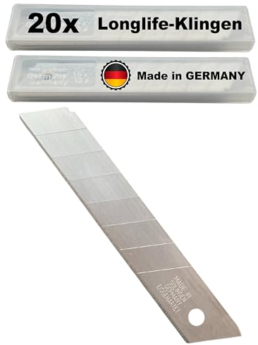 STABILERWERK - 20x 𝑳𝑨𝑵𝑮𝑳𝑬𝑩𝑰𝑮𝑬 Cuttermesser Klingen 18mm - 𝑴𝑨𝑫𝑬 𝑰𝑵 𝑮𝑬𝑹𝑴𝑨𝑵𝒀 - Klingen Cuttermesser 18mm - Abbrechklingen