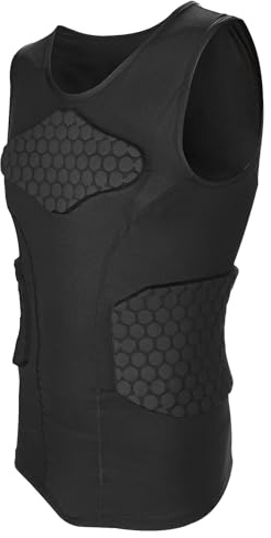 Linkidea Youth Soccer Impact Vest, Padded Protective Sleeveless Chest Vest for Contact Sports, Soccer Goalie Vest with Torso & Rib Protection, Lightweight, Non-Restrictive, Ages 8-12, Black