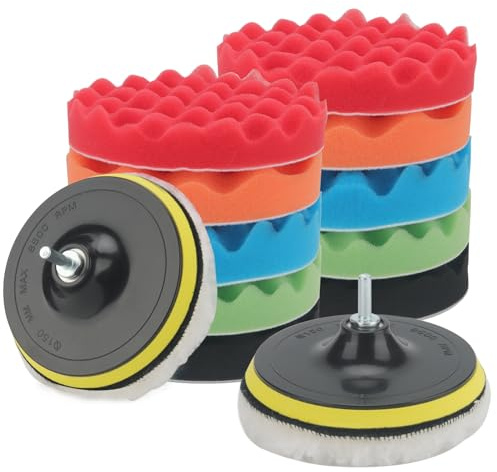 ZEONHAK 16 PCS 6 Inch Car Polishing Pads, 150mm Compound Buffing Sponge Pads for Drill, Car Polisher