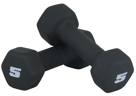 CAP Barbell 5 LB Neoprene Dumbbell Hand Weights - Pair | Black
