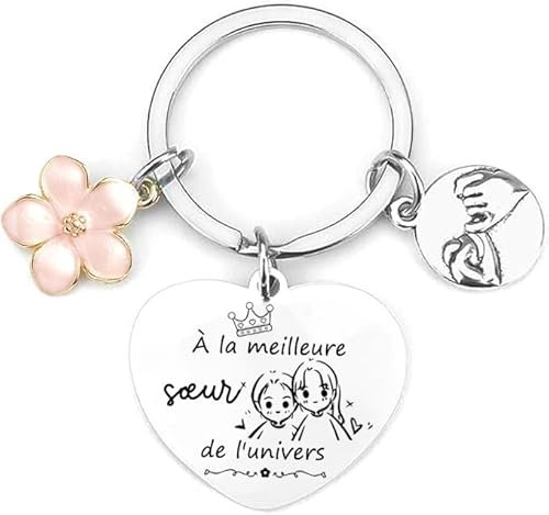 YZLPLP Cadeau Soeur Noel Porte Clef Soeur de Coeur Porte clef Amour Soeur Ma Soeur de Coeur pour toujours pour Sœur Originale Porte-clés Cadeau Soeur Anniversaire (2)