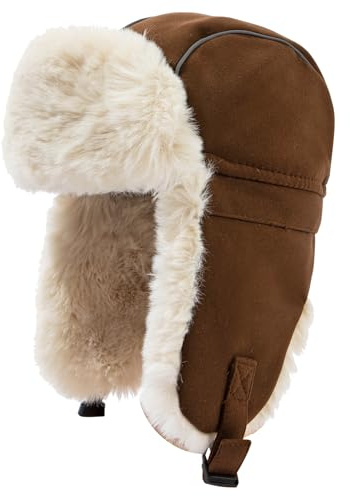 CLAPE Unisex fuskpäls flygmössa termisk vinter trappermössa utomhus vindtät vintermössa med öronlappar varm rysk mössa män kvinnor, PL2404-kaffe, one size