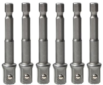 INCAUCA 6 Pack 1/4 Socket Adapter, Drill Bit Adapter, Hex to Square 1/4 Drive Adapter, Impact Driver Socket Adapter, 1/4 Inch Square Socket Adapter Bits for Automotive DIY