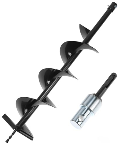 QWORK Taladro de Tierra, ⌀ 150 mm, 1 unidad, Taladro Pilotes 80 cm, para Perforar Agujeros y Plantar Arboles