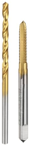 QUARKZMAN Set Maschiature E Punta Da Trapano, 1Pz Maschio A Filetto Dritto 6-40 UNF E 1Pz Punta Da Trapano A Spirale 2.7mm, Rivestimento In Titanio HSS-6542 Kit Strumenti Per Filettatura