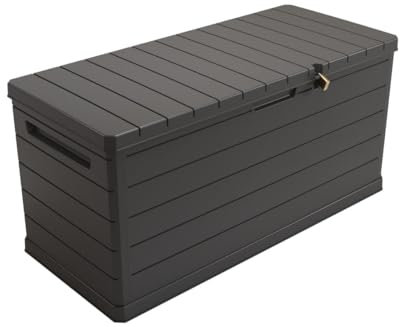 Art Plast - Cassapanca portaoggetti esterno 350 l - Baule da giardino grigio 118,5 x 52 x 57 cm - Maniglie di trasporto - Resistente all'acqua