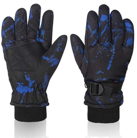 Nattork Youth Ski Ice Skating Gloves, Waterproof Winter Snowboard Gloves Warm Touchscreen for Big Kids Boys Girls Women Skiing Cycling