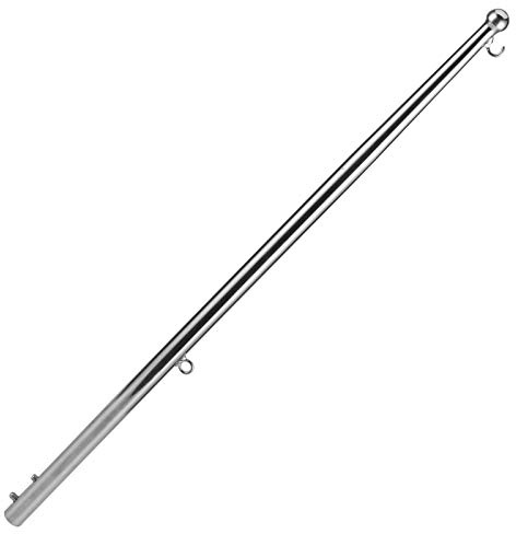 KIMISS 610MM Marine Grade Stainless Steel Boat Flag Pole with Rail Mount - Flag Staff Yachts, Sailboats, and RVs - Fits 370-450mm Wide