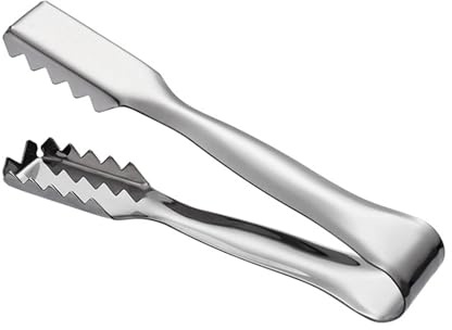 Pinks de hielo de acero inoxidable, pinzas de cubo de hielo pinzas de hielo serramadas para cócteles whiskys bares restaurantes cafetería duradera