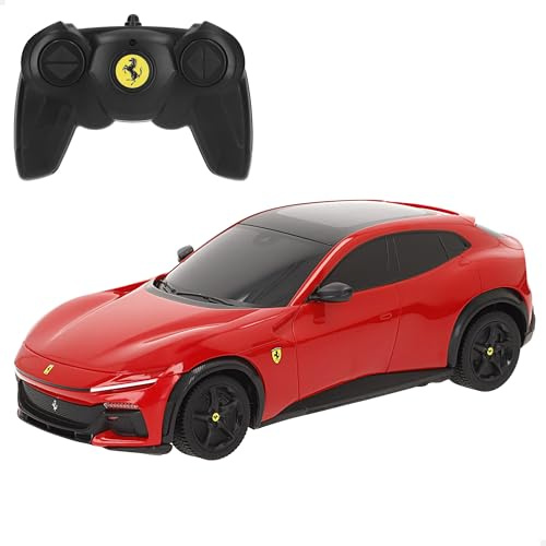 COLORBABY RASTAR Coche RC Ferrari Purosangue, Escala 1.24, Réplica Mando teledirigido, Puertas abatibles, Detalles fieles, Coches coleccionismo, para niños y niñas Desde 6 años (41370)