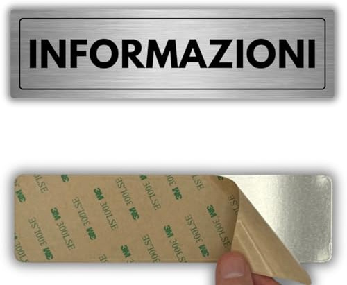 LEIASA | Cartello Informazioni - 5x18 cm - Spessore 0,8 mm - Alluminio - Targa Segnaletica Informazioni - Insegna Punto Informazioni - Cartello Ufficio Informazioni - (Infomazioni)