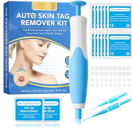 MYZWEL Kit Rimozione Fibromi Penduli e Verruche, Dispositivo per Rimozione Papillomi ed Etichette Cutanee, Set Professionale con 2 Salviette Detergenti, Risultati Rapidi e Indolore, Blu