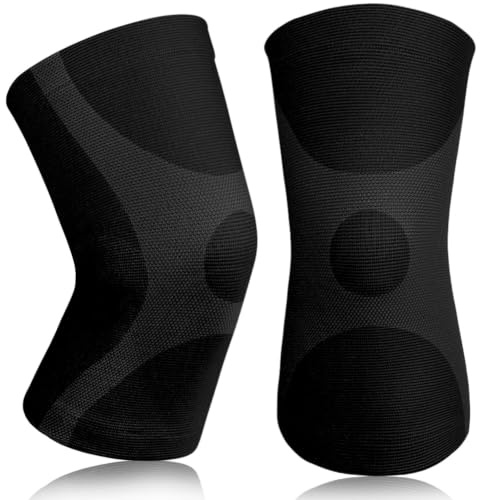 Beugo Knäband för Meniskus och Ligament, 2ST Knästöd med kompression för män och kvinnor, Sportknäskydd, Andningsbart och Halkfritt, för Sport och Gym, Svart-1, M