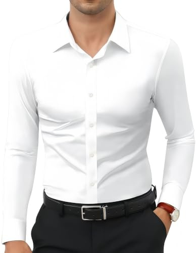 Zenvora Chemise Homme Slim Fit sans Repassage, Infroissable et Chic | Chemise business cintrée sans repassage : tissu infroissable à entretien facile pour un style soigné et impeccable.