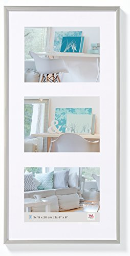 walther design Cadre Photo Argent 3X 15x20 cm galerie avec Passe-Partout, Cadre Plastique New Lifestyle KV320S