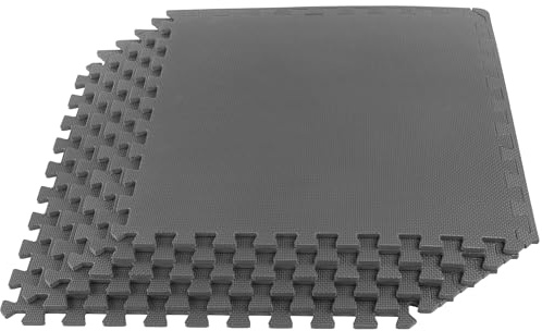Stalwart EVA Foam Mat Tiles 6-Pack - 24 SQ FT of Interlocking Padding for Garage, Playroom, or Gym Flooring - Workout Mat or Baby Playmat (Gray)