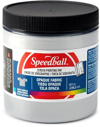 Speedball Opaque Iridescent Fabric Screen Printing Ink, 8-Ounce, Silver