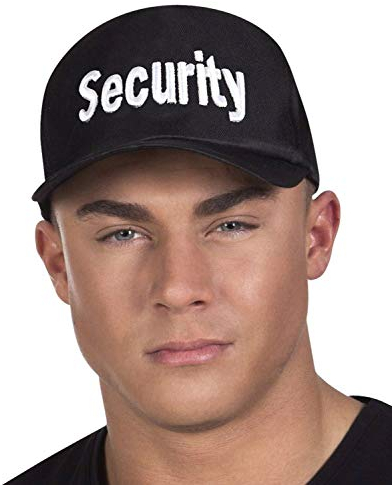 Boland 97058 - Casquette de sécurité pour adulte - Casquette de baseball avec imprimé - Chapeau pour costume de carnaval - Pour homme et femme - Policier - Sécurité - Noir