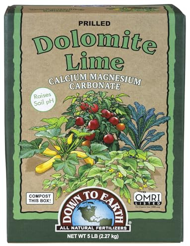 Down To Earth All Natural Fertilizers Organic Prilled Dolomite Lime - Calcium Magnesium Carbonate Raises Soil pH for Vegetable Gardens, 5 lb