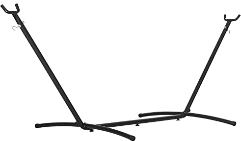 Outsunny Support Pied de hamac Structure Robuste métal époxy Noir Hauteur réglable 6 Niveaux dim. 2,80L x 1,17l x 1,10H m