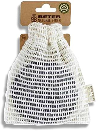 Beter - Dischetti struccanti riutilizzabili, Natural Fiber, cotone e carbone di bambù, lavabili (6 pezzi + sacchetto per il lavaggio), pulizia del viso sostenibile