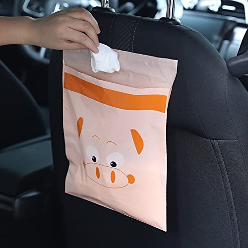 Car Trash Bags, 60pcs Easy Stick-On Disposable Car Garbage Bags, Waterproof Leak Proof Barf Vomit Bags, Self Adhesive Cleaning Bags, Kitchen Storage Bag