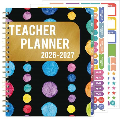 Teacher Planner 2026-2027 - Teacher Lesson Planner 2026-2027, July 2026 - June 2027, 8.5 x 11, Weekly & Monthly Lesson Plan Book for Teacher, Academic Planner with Colorful tabs, Inner Stickers