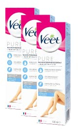 Veet Haarentfernungs-Creme Silk & Fresh sensible Haut 300ml, Enthaarungscreme sensitiv, für seidig glatte Beine, bis zu 2x länger als bei einer Rasur (3 x 100ml)