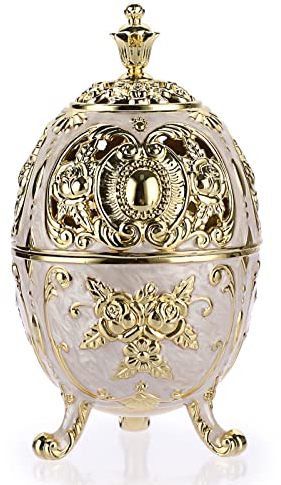 SUMNACON Vintage Räuchergefäß aus Zinklegierung mit Deckel Räucherstäbchenhalter Räucherschälchen Räucherschale Weihrauchbehälter Hausdekoration Geschenk(Kugelform Weiß)