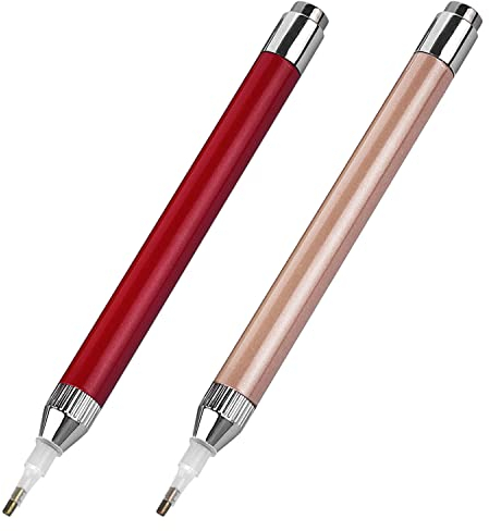 2 x Leuchtstifte für Diamantmalerei mit Leuchten, Diamant-Pinseln, Diamantkunststiften, Zubehör und Werkzeugen, Diamant-Stickereibedarf, Diamantkugelschreiber.