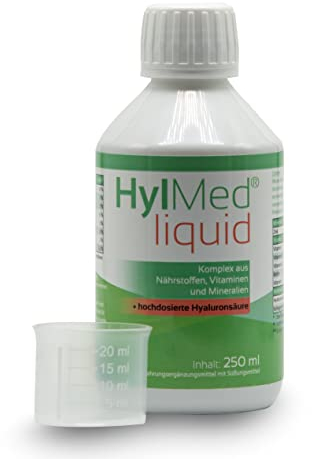 HylMed HA liquid, hochdosierter Hyaluron Drink mit Kollagen, Zink, Vitaminen A, C, B2, B3, Biotin als 25-Tage-Anwendung