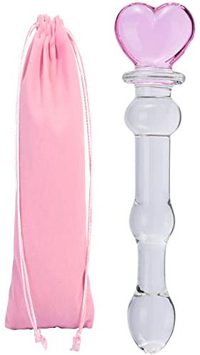 Crystal Dildo Pleasure Wand Heart of Glass Dildo Anal Butt Plug G- Or P-Spot Toy Stimulation Adult Sex Toy for Pleasure