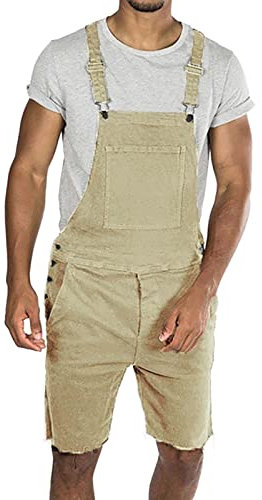 Salopette de Travail en Jean Stretch - Pantalon Court d'été Léger Avec Poches - Combinaison Pour Homme