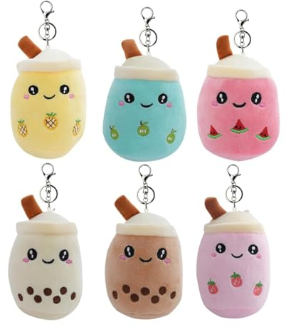 KBIBCK 6 Stück Bubble Tea Kuscheltier, Plüschtier, Kleine Bunte für Party/Geschenke/Klassenzimmer