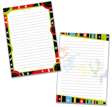 2 Motiv Schreibblöcke Hefte Briefpapier liniert für Teens Kinder Schule Jugendstil Party Disco bunt (1 Block Disco und 1 Block bunt A4 mit je 25 Blättern)