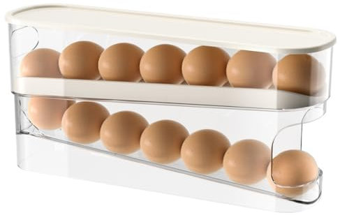 Eier Aufbewahrung Kühlschrank, Automatisch Rollend Kühlschrank Organizer Eier, Eierspender Kühlschrank Hält 12 Große Eier, Eieraufbewahrungsboxen für Kühlschrankaufbewahrung (A)