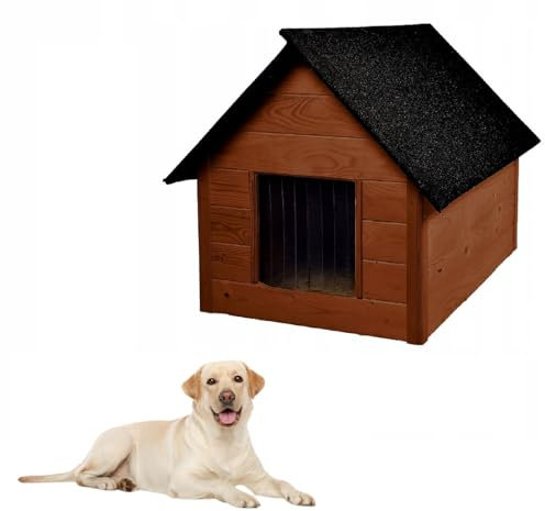 QLS Hundehütte aus Holz 101x69 cm Isoliert Naturholz Winterfest Outdoor (Palisander, 101x69 cm)