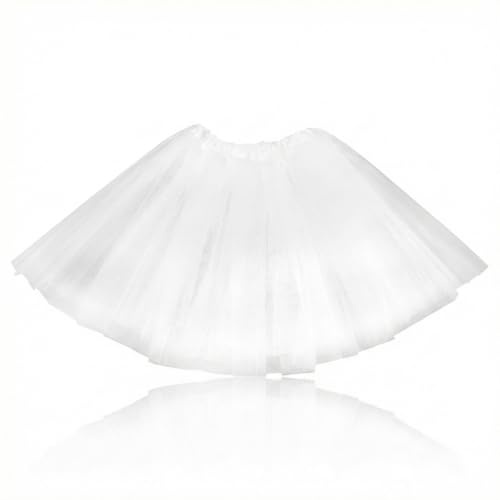 Gaomumu Ballet Tutu Skirt, White Soft Stretchy Dance Skirt for Girls, Elastic Waist Beginner Ballet Costume, Suitablr for Dance Class, Stage Performance, Practice and Theatre Shows
