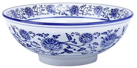 MUSISALY Ciotola per Pasta in Ceramica Blu Retrò, Facile da Pulire, Grande Scodella per Zuppe e Noodles in Cucina di Casa