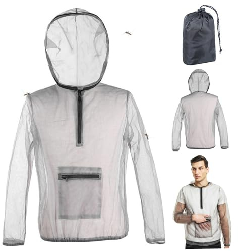 DAGLLGEW Bee Jacket Sting Proof Beekeeping Jacket Ventilated Mesh Net Bee Suit Half Zipper Beekeeper Suit with Pockect and Elastic Cuffs for Men & Women XL