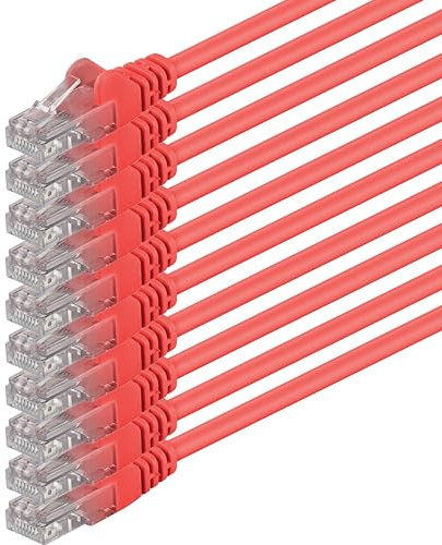 1m - rojo - 10 piezas - Cable de red Ethernet con conectores RJ45 CAT6 CAT 6 Cat.6 1000 Mbit/s