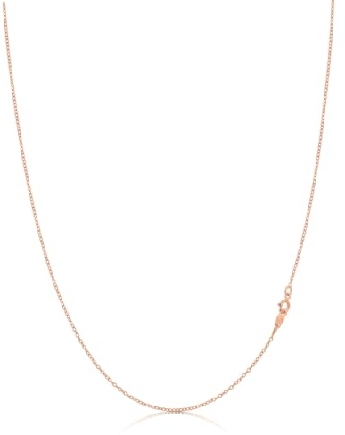 KEZEF Rose Gold over Sterling Silver 1.3 mm Cable Chain for Women or Men - 925 Silver Italian Necklace Chain - Hypoallergenic and Tarnish Resistant - 20 Inches | 50 cm